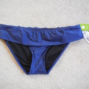 Women’s N Good Karma Fold-Over Scoop Bikini Bottoms Size Large Navy
